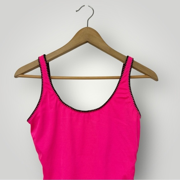 Vintage Backflips One piece Swimsuit Barbie Pink Sz Medium Neon - Picture 2 of 7